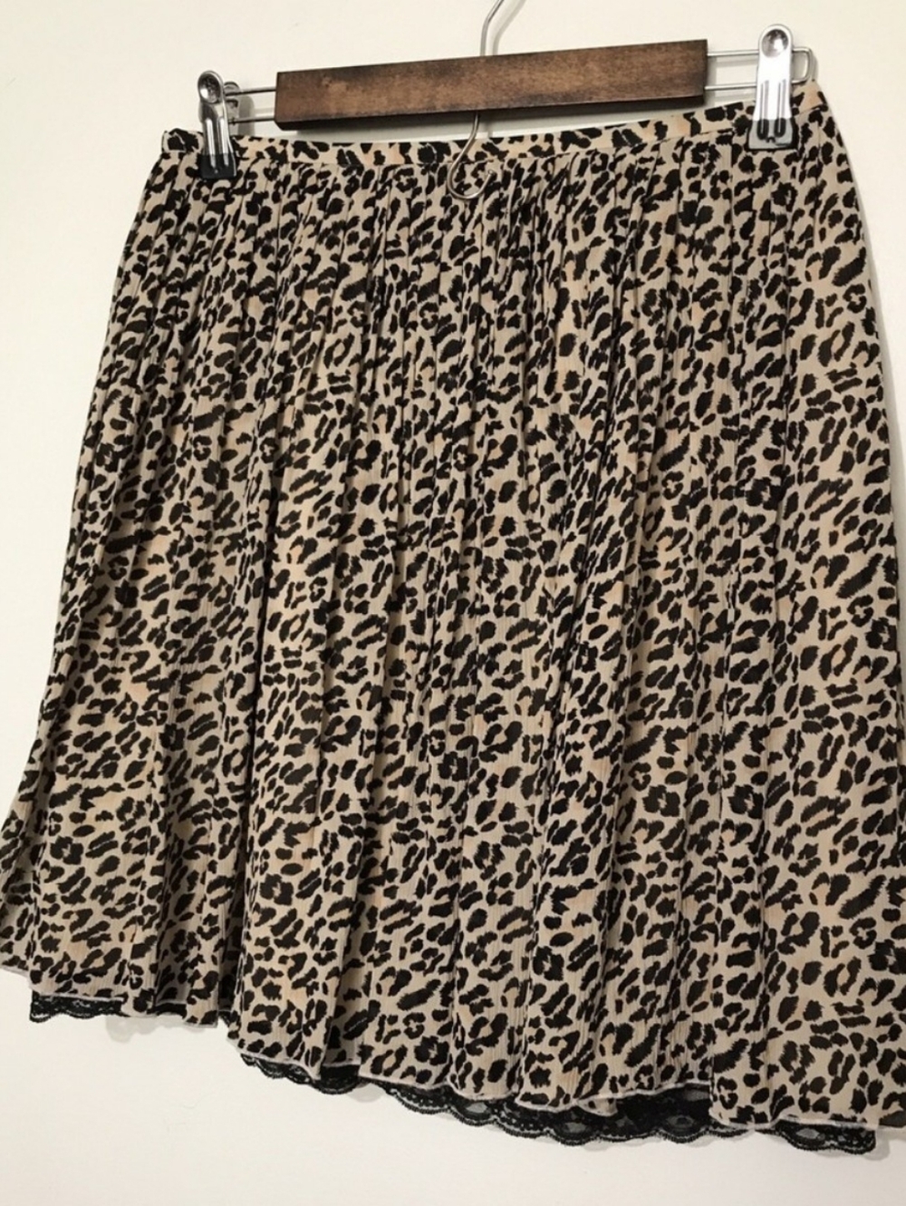 NWOT Lord & Taylor Black and Tan Leopard knee length Skirt